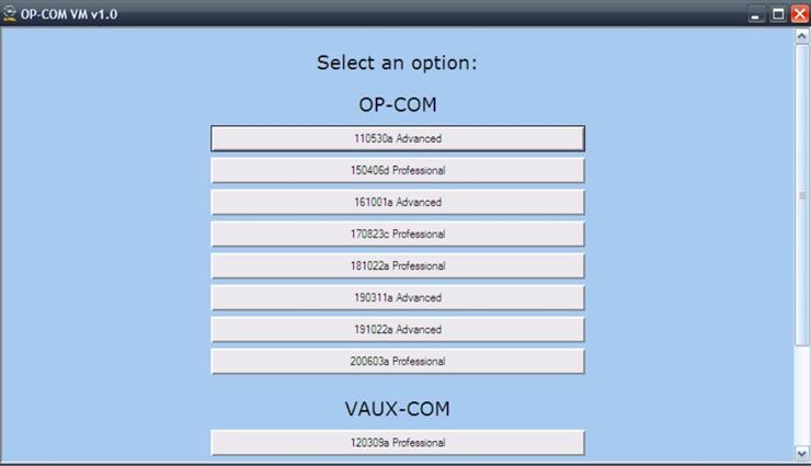 7. Opcom wszystkie wersje na virtualnej maszynie - okno wyboru wersja 1.png